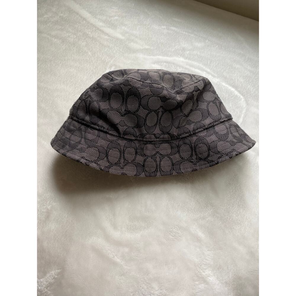 Coach Signature Jacquard Bucket Hat Black Gray C Print XS/S Retro - Picture 6 of 6